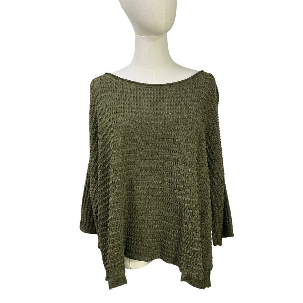 Anthropologie Women’s XS/S Olive Green Linen Cotton Oversized Knit Sweater Top
